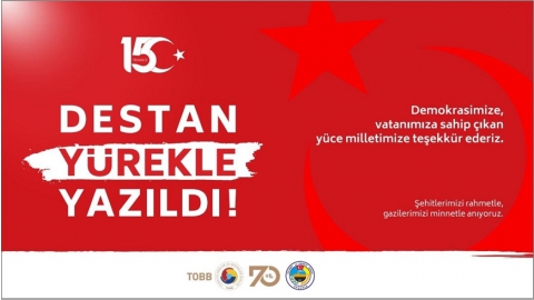 AKŞEHİR TSO YÖNETİM KURULU BAŞKANI AHMET EMİN MAKASCI 15 TEMMUZ DEMOKRASİ VE MİLLİ BİRLİK GÜNÜ DOLAYISIYLA MESAJ YAYIMLADI