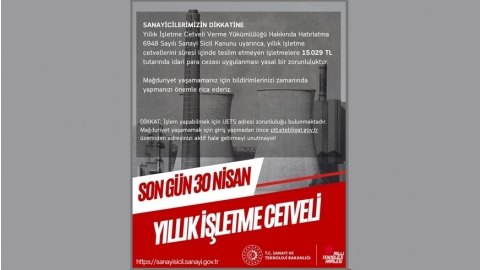 YILLIK İŞLETME CETVELİ İŞLEMLERİ (SON TARİH: 30.04.2026)