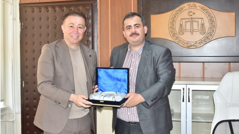 AKŞEHİR TSO BAŞKANI ENDER KALKAN’DAN AĞIR CEZA MAHKEMESİ BAŞKANI BURAK DİNÇ’E VEDA ZİYARETİ